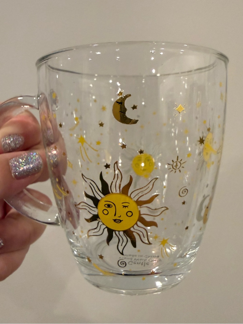 Clear Celestial Sun Moon Clear Mug Whimsical Whimsigoth 90s 00s Style Boho